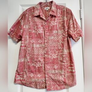 Haggar Orange Tan Casual Short Sleeve Button Down Shirt